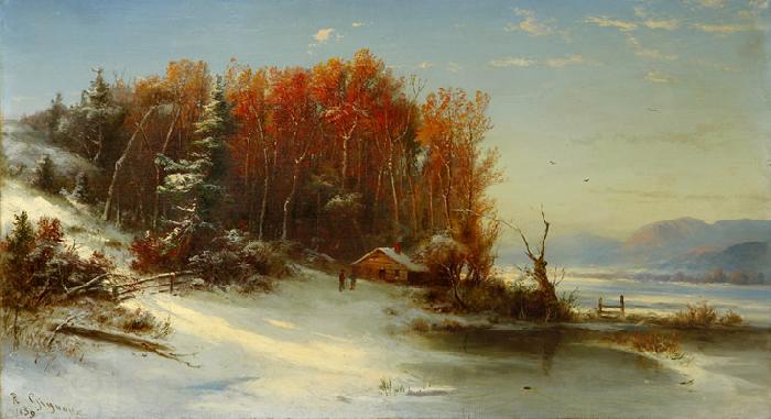 Regis-Francois Gignoux First Snow Along the Hudson River oil painting picture